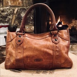Frye Melissa Satchel leather brown purse bag tote